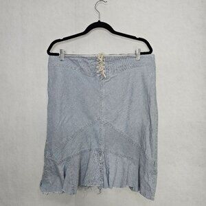 Vintage Ralph Lauren Jeans Co. Striped Lace Up High Waisted Denim Skirt 12